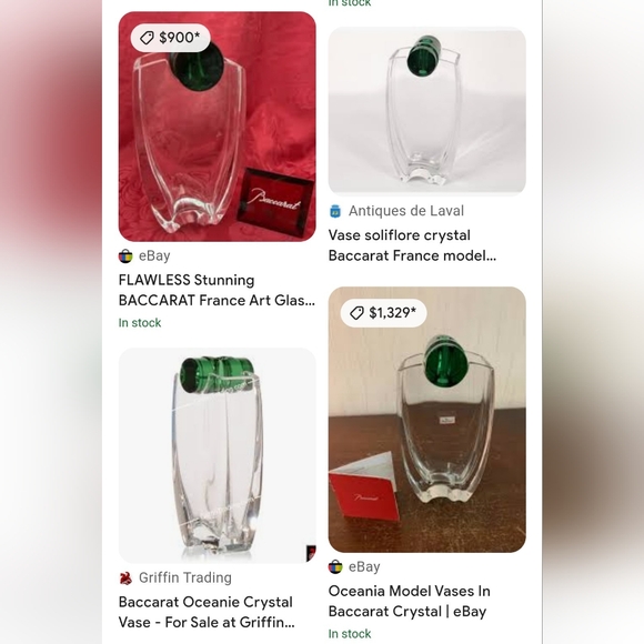 Baccarat Clear and Dark Green Glass Vase - Picture 16 of 16